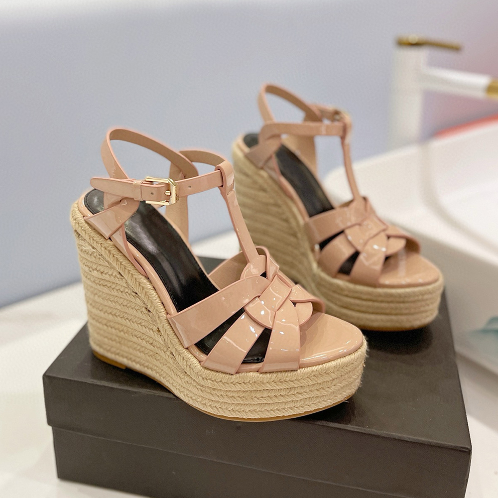 Tommage tissé Espadrille Centre plate-forme Sandales Mules Mules de luxe pour femmes Super High Sandals Fashion Soight Party Chores Plateaux Pump