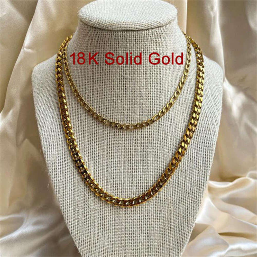 Ec04 Hiphop Cuban Link Necklace Cadenas De Oro Au750 Pure Japan Jewelry Real Solid Gold Chain-image-989838513