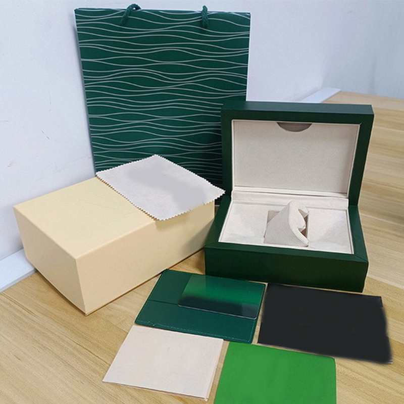 Green watch box Luxury watch case Original Inner and Outer Womens Watch cases Brochure Card Accessories Certificate Handbag factory boxes high qu-image-989693181