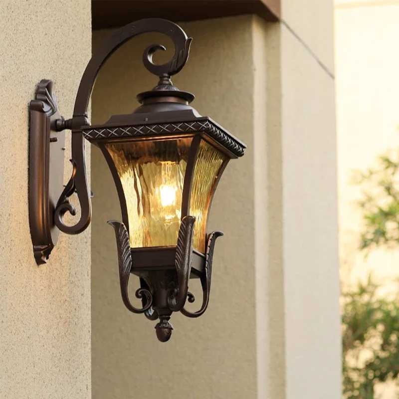 Outdoor Wall Lamps European Style Retro Wall Lamp Acrylic Transparent Cover Decorative Lamp Entrance Garden Courtyard Corridor Outdoor Porch Ligh-image-989773146