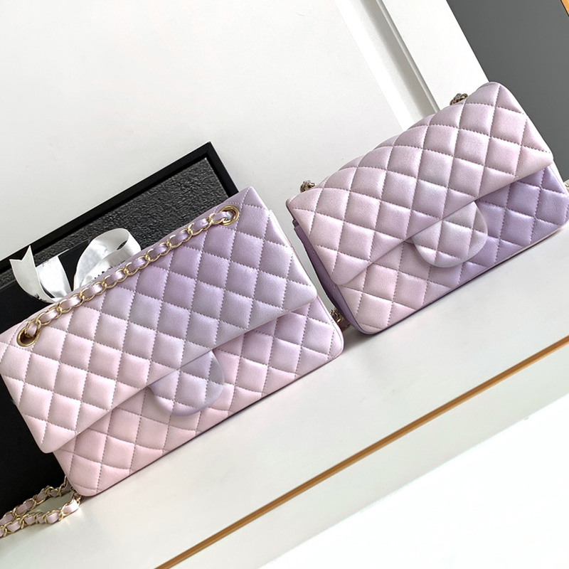 Luxury Designer Shoulder Bag Lambskin Flap Bag - Gradient Color Crossbody Purse (25cm & 20cm) With Box C609-image-891298862