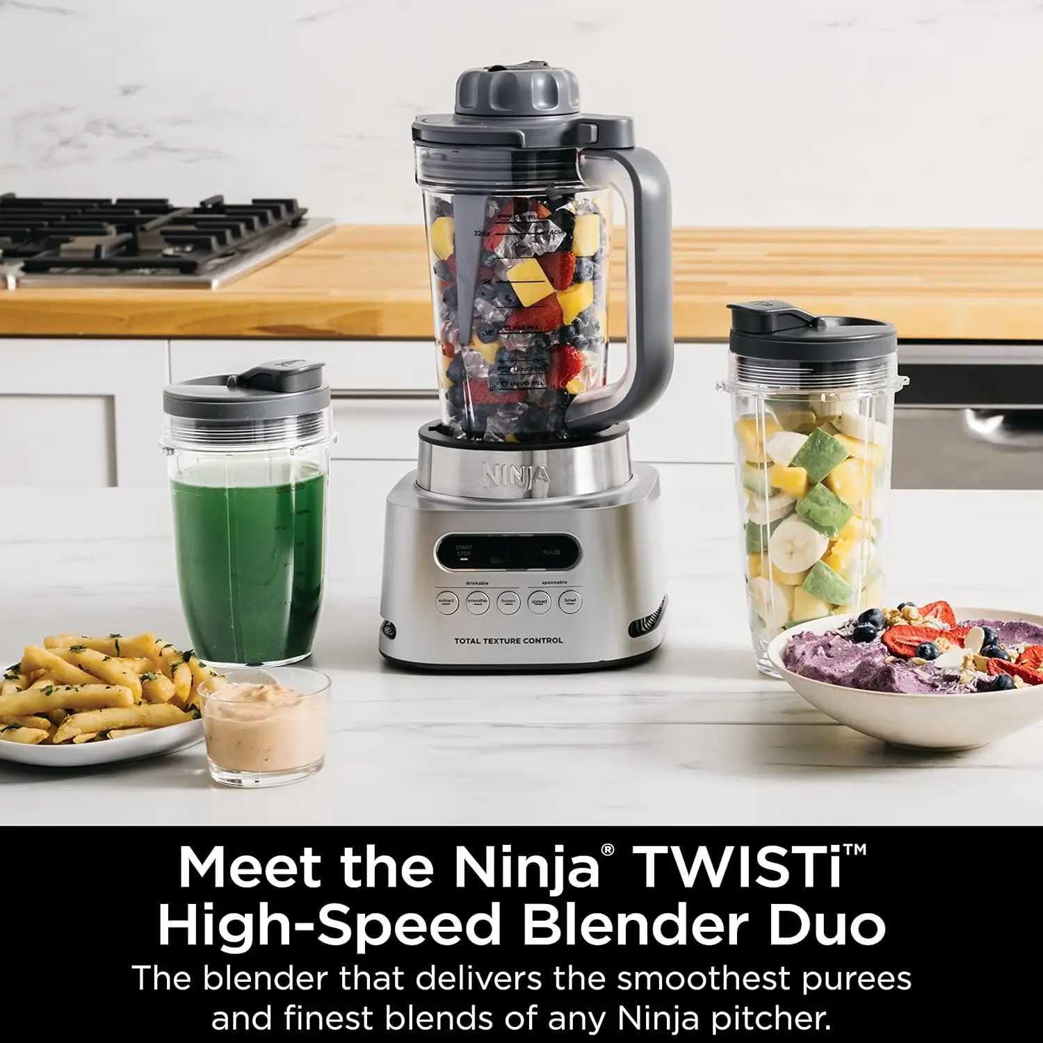 Juicers Ninja SS151 TWISTi Blender DUO High-Speed 1600 WP Smoothie Maker Nutrient Extractor* 5 Functions Smoothie Spreads MoreL464-image-989807468