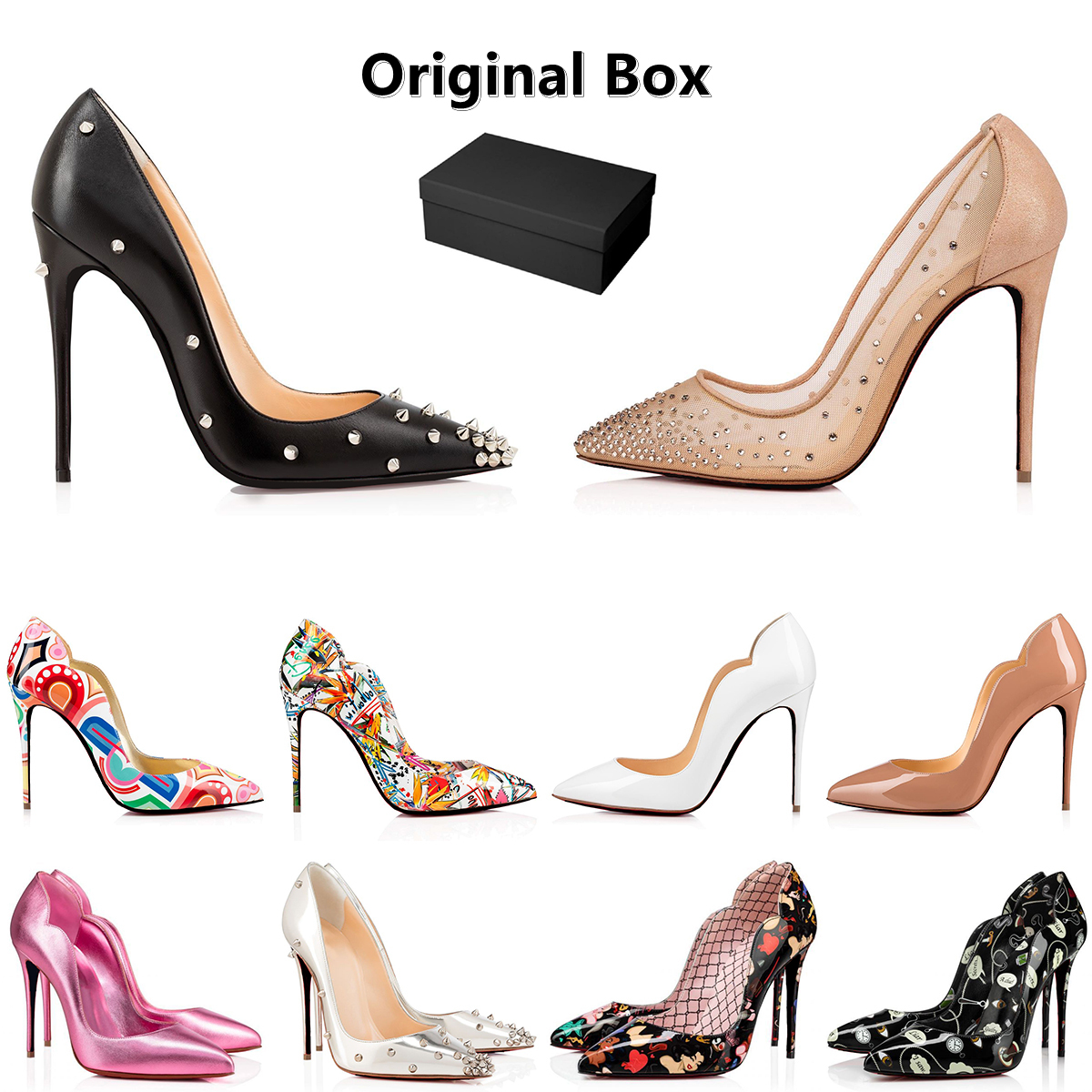 Luxury Women High Heel Sandals Dress Shoes heelsDesigner Heels Designer shoes Black Golden white Gold Wedding Bottoms with box Size 35-41-image-989692016