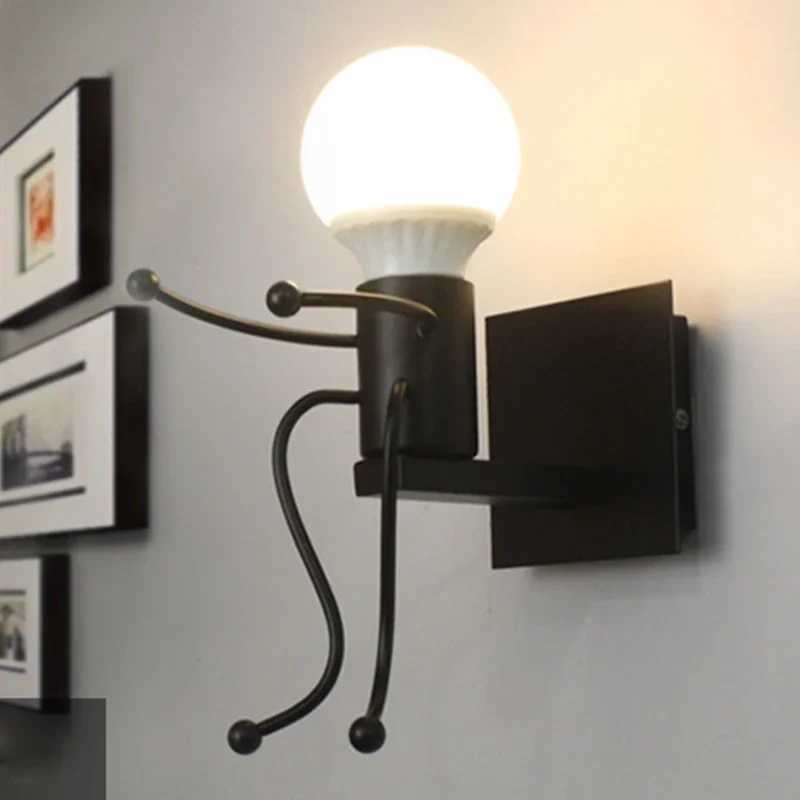 Outdoor Wall Lamps Creative Art Wall Lamp Decorate Light Fixture Minion Personality Living Room Bedroom Bedside Corridor Childrens Room Wall Lamp-image-989755599