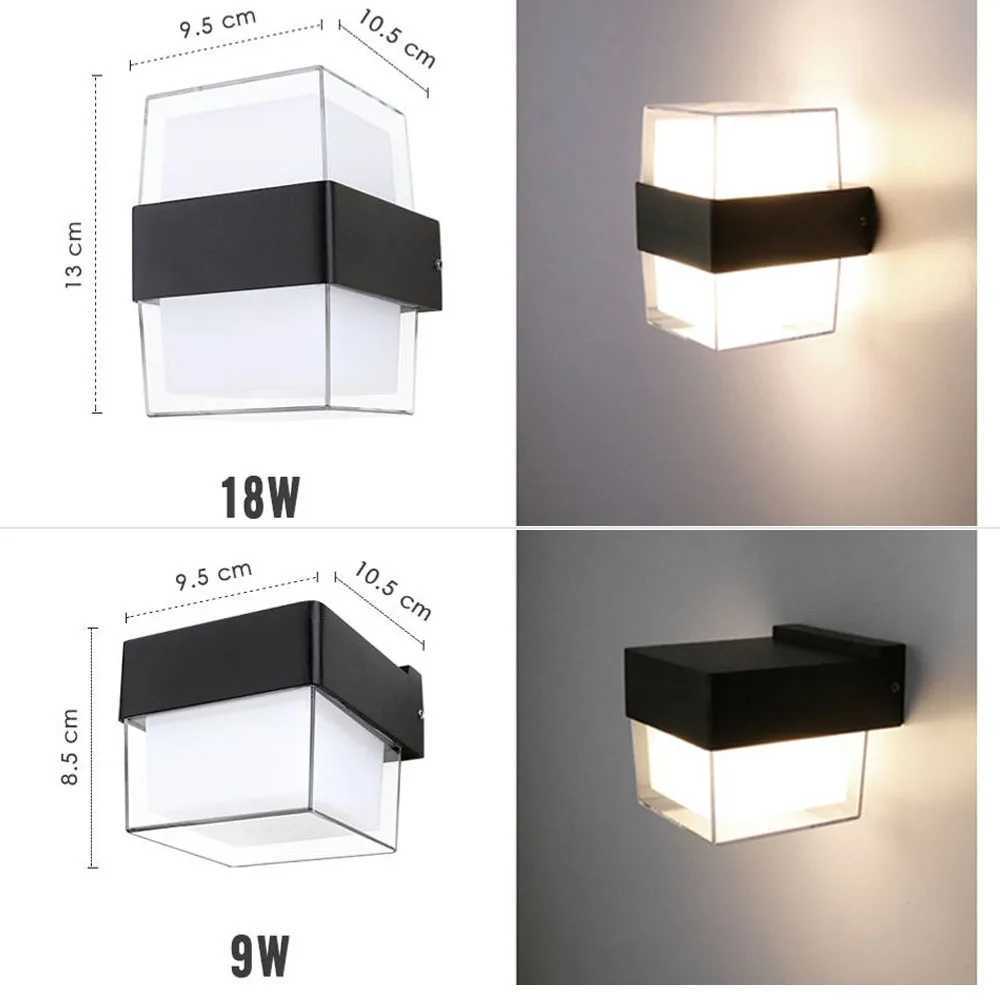 Outdoor Wall Lamps LED Wall Light Outdoor Waterproof Modern Nordic Style Indoor Wall Lamps Living Room Porch Garden Lamp 9W 18W 110V 220V 230V-image-989779081
