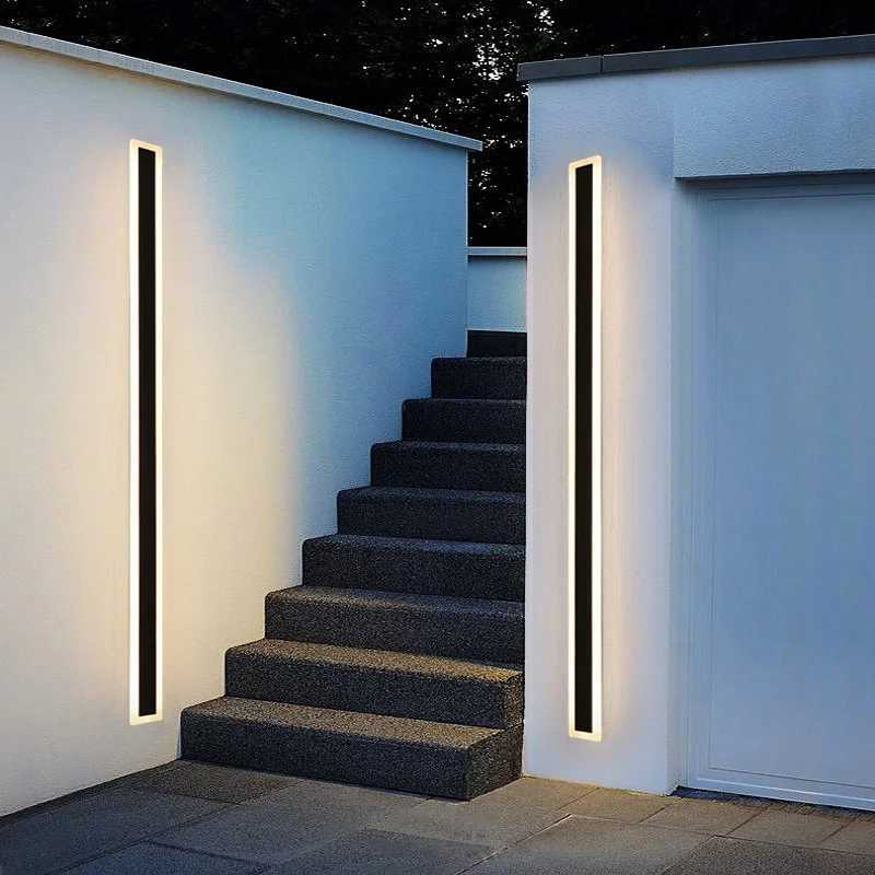 Outdoor Wall Lamps Modern Waterproof Outdoor Long Strip LED Wall Lamp IP65 Aluminum Wall Light Garden Porch Sconce Light 110V 220V 24V Warm White-image-989777857