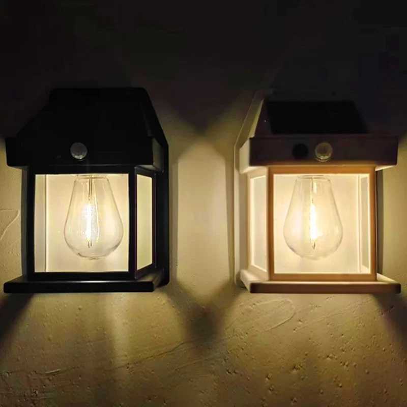Outdoor Wall Lamps Solar Tungsten Bulb Wall Lamps Outdoor Waterproof IP65 Porch Wall Light Creative Garden Courtyard Balcony Viewing Night Lights-image-989765253
