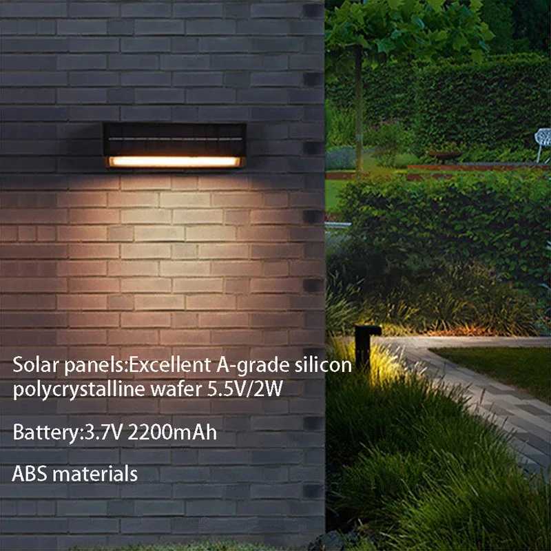 Outdoor Wall Lamps Solar Wall Lamp in Front of The Entrance Door Outdoor Waterproof Exterior Wall Courtyard Lighting Modern Simple Long Strip Lam-image-989752064