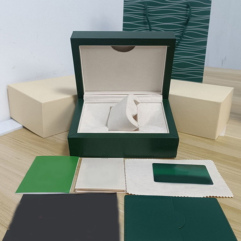 Green watch box Luxury watch case Original Inner and Outer Womens Watch cases Brochure Card Accessories Certificate Handbag factory boxes-image-989690131