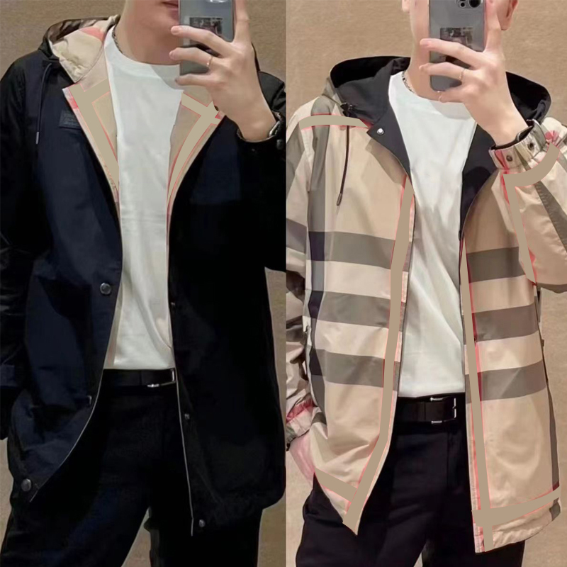 Mens Brand Jacket Designer Jacket Reversible Windproof jacket Plaid Hoodie Couple Windbreaker Size XS-L-image-990071263