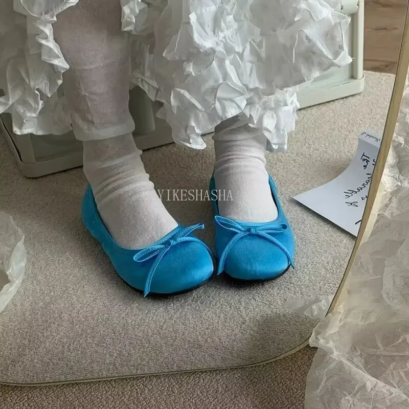 New Spring Summer Flat Ballet Shoes Womens Shoes Retro Blue Mary Jane Shoes Ballet Flats Women Zapatos Mujer 240614