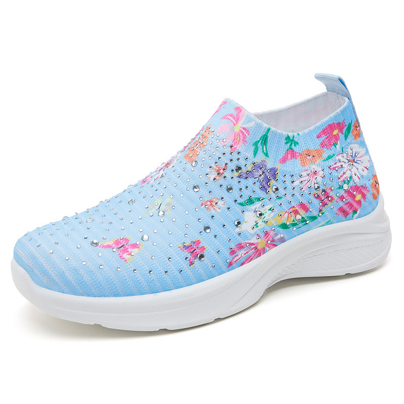 2026 Summer Versatile Women's Shoes Soft Sole Colorful Printing Breathable Comfortable Suitable Fashion Walking shoes Triple White Free shippin