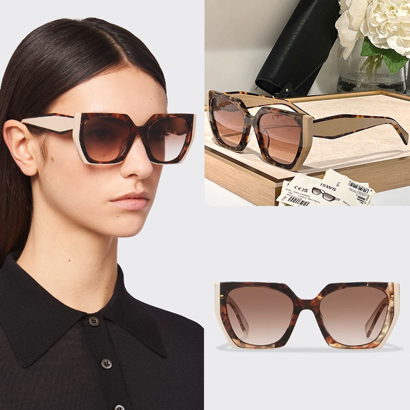 New ColorOpaque Gradient Dark Brown Lens for Womens Designer Leisure Sunglasses PR15 Acetate Fiber Frame with Brand Logo High Quality Womens Sung-image-990220142