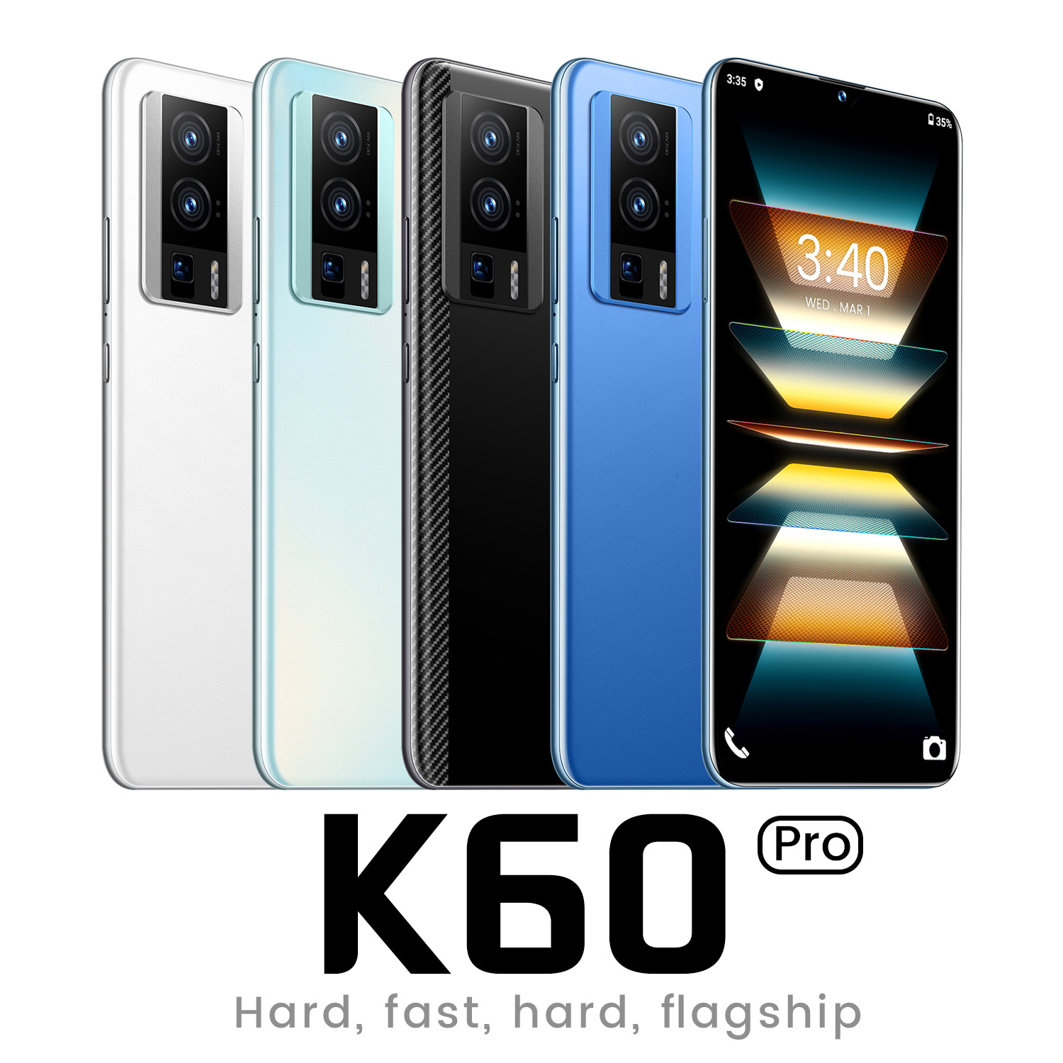 new k60pro crossborder mobile phone 3 64gb real 4g 7 2 inch large screen android 10 foreign trade smartphone-image-1105263979