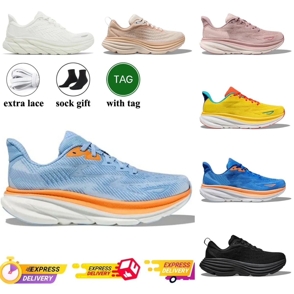 Cliftons 9 Bondis 8 Shoes Carbon X3 Factory Direct Sales Challenger 2024 Running Shoes Womens Platform Outdoor Trainers Men Sneaker Black White P-image-956013614