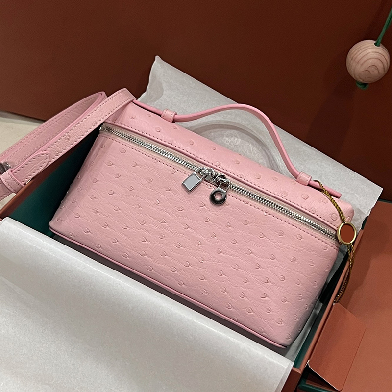 Sac d'embrayage Sacs de bandoulière Miroir 1: 1 Sac à bandoulière de designer de qualité Autruche en cuir authentique avec coffre-cadeau WLP01A