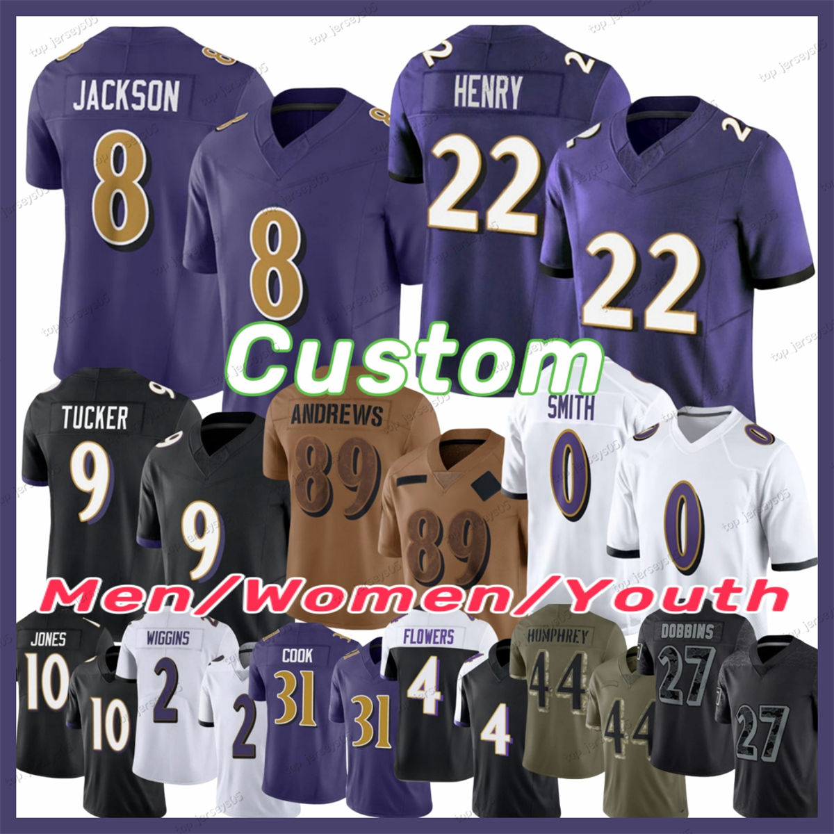 8 Lamar Jackson Football Jersey Derrick Henry Mark Andrews Justin Tucker Roquan Smith Kyle Hamilton Zay Flowers Dobbins Ray Lewis Marlon Humphrey-image-914964914
