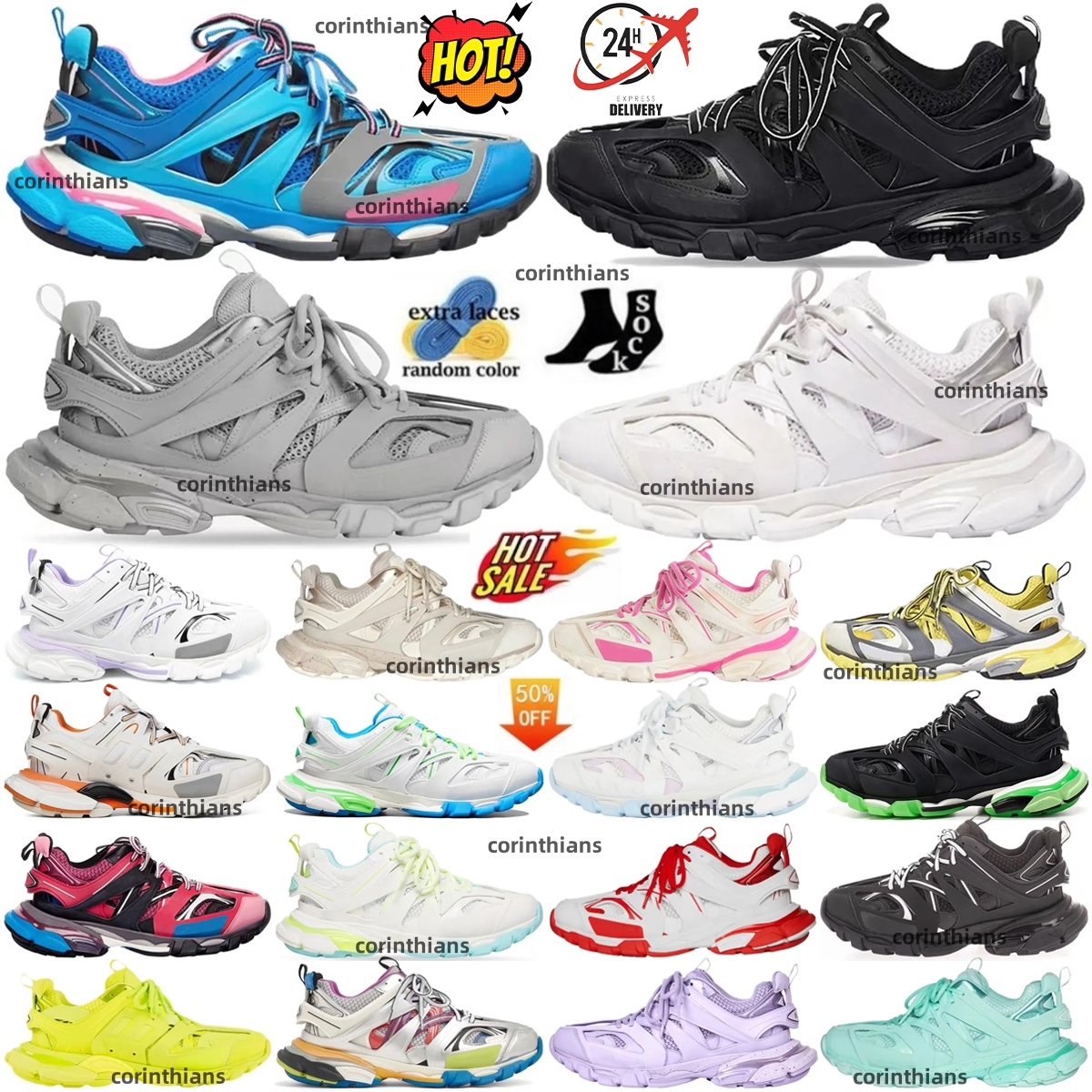 Designer Track 3.0 Shoes Sneakers 3 trainers Sneaker Mens trainer Womens Tess.s. white black Runners Blue Gomma Leather Nylon Printed Platform Pu-image-991060528