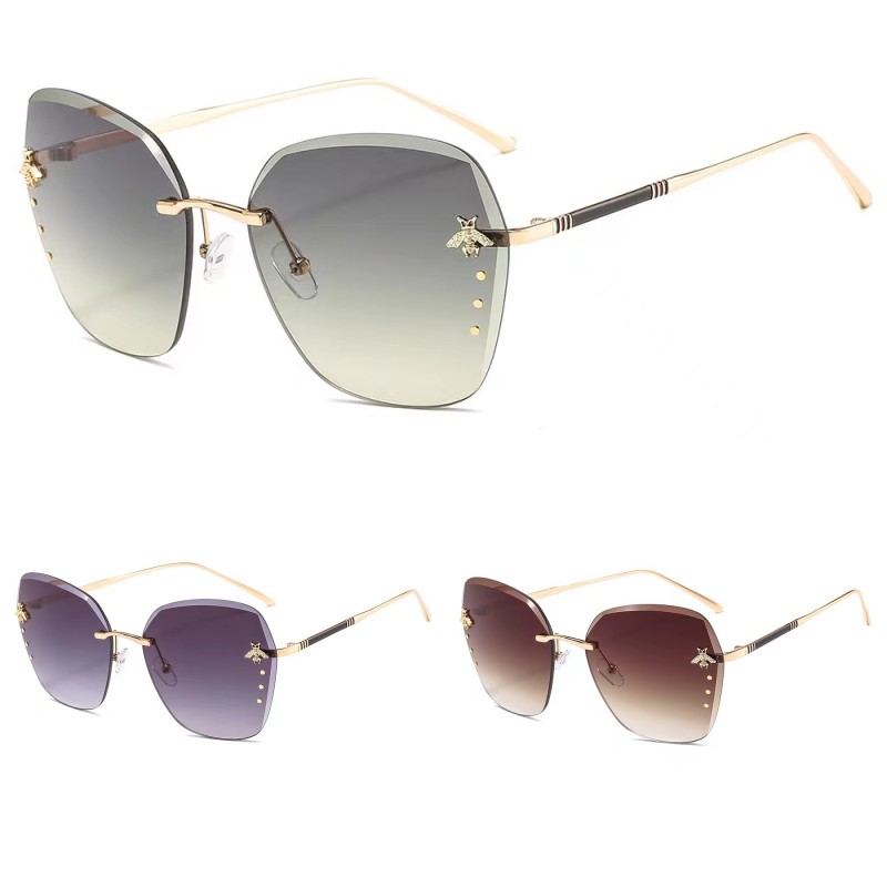 Fashion Mens Designer Sunglasses Woman Eyewear Rimless Bee Sun glasses Leisure Sunshade Anti ultraviolet Eyeglasses UV400 protection Retro Sungla-image-991076331