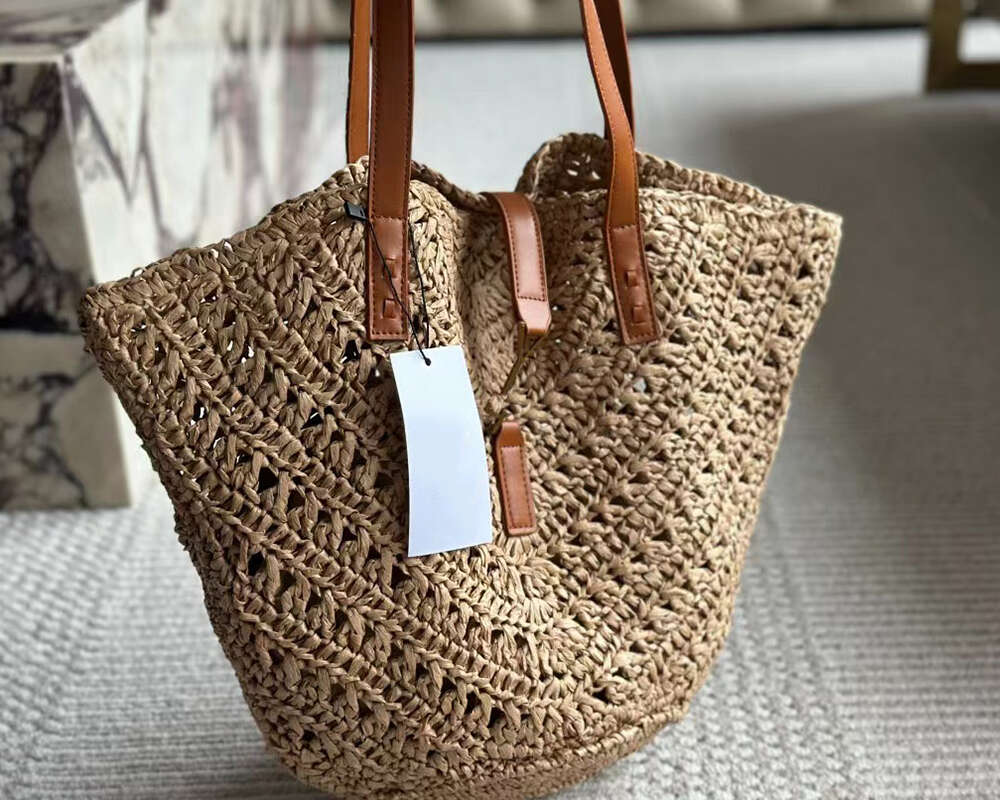 Designer Shoulder Bag Straw Beach Bags Women's Totes Handbags Wove Large Capacity Shopping Bag Summer Vacation Travel Bags Metal Letter-image-991110376