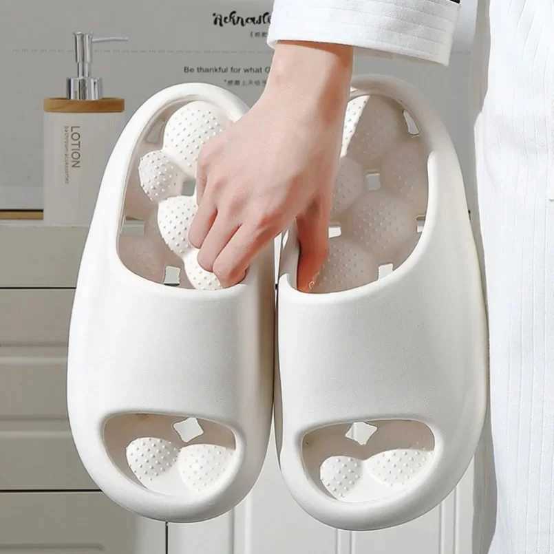 Slippers Shevalues Woman Soft Cloud Slippers Massage Slides Unisex Summer Thick Bottom Sandals Indoor House Shoes Cut-out Bathroom Slides Q240614-image-991249682