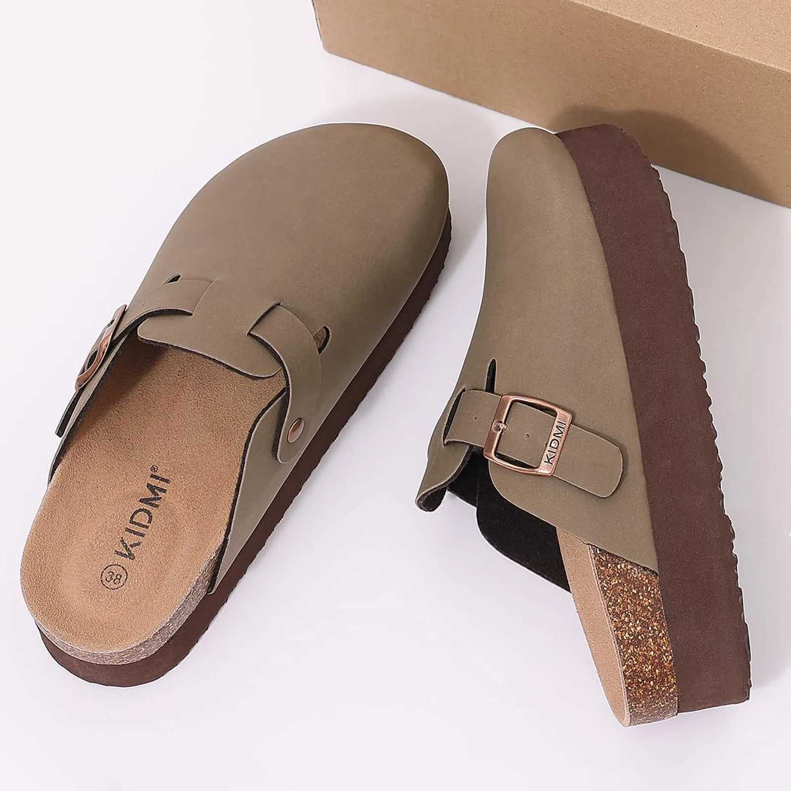 Slippers Shevalues Classic Thick Clogs Cork Slippers For Women Cork Footbed Platform Sandals Female Fashion Outdoor Slip On Beach Sandals Q240614-image-991242802