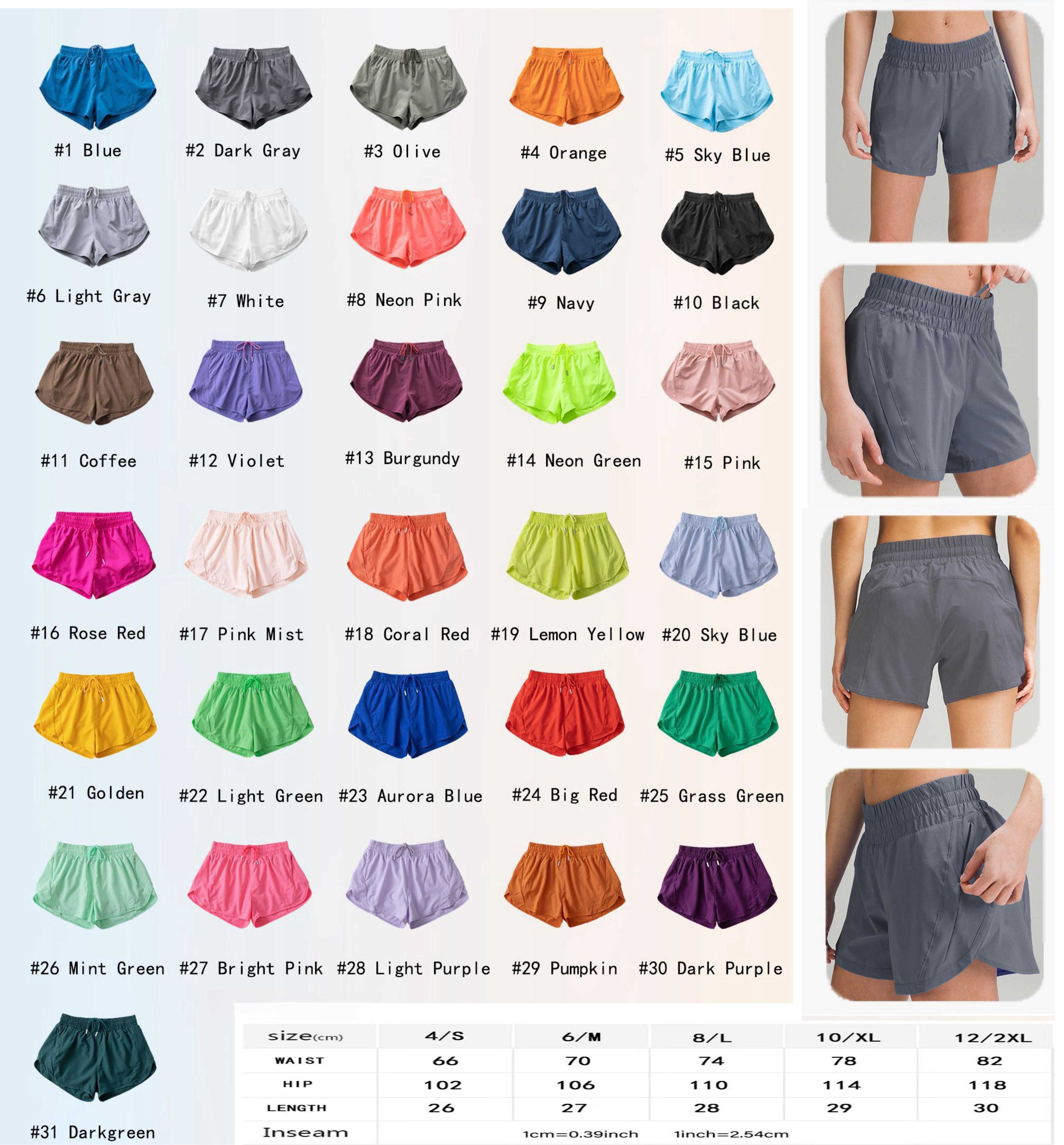 Fashion Yoga Shorts Clothings Outfit Hidden Zipper Pocket Womens Casual Sportswear Exercise Fitness Wear-image-480306643