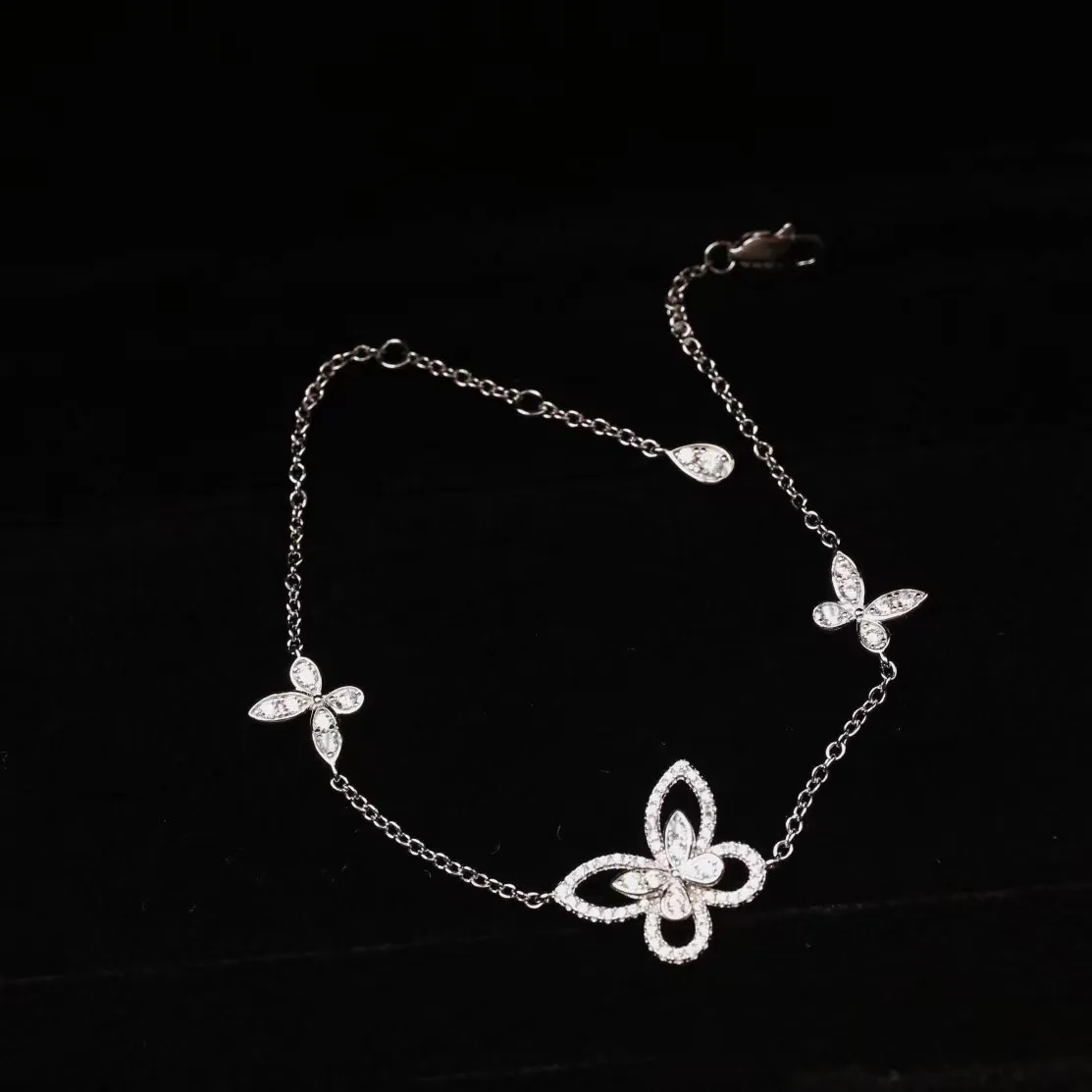 925 Silver Butterfly Pendant Necklace for women Five Flowers Full Diamond earring designer Bracelet Fashion luxury Jewelry with box gift collarbone