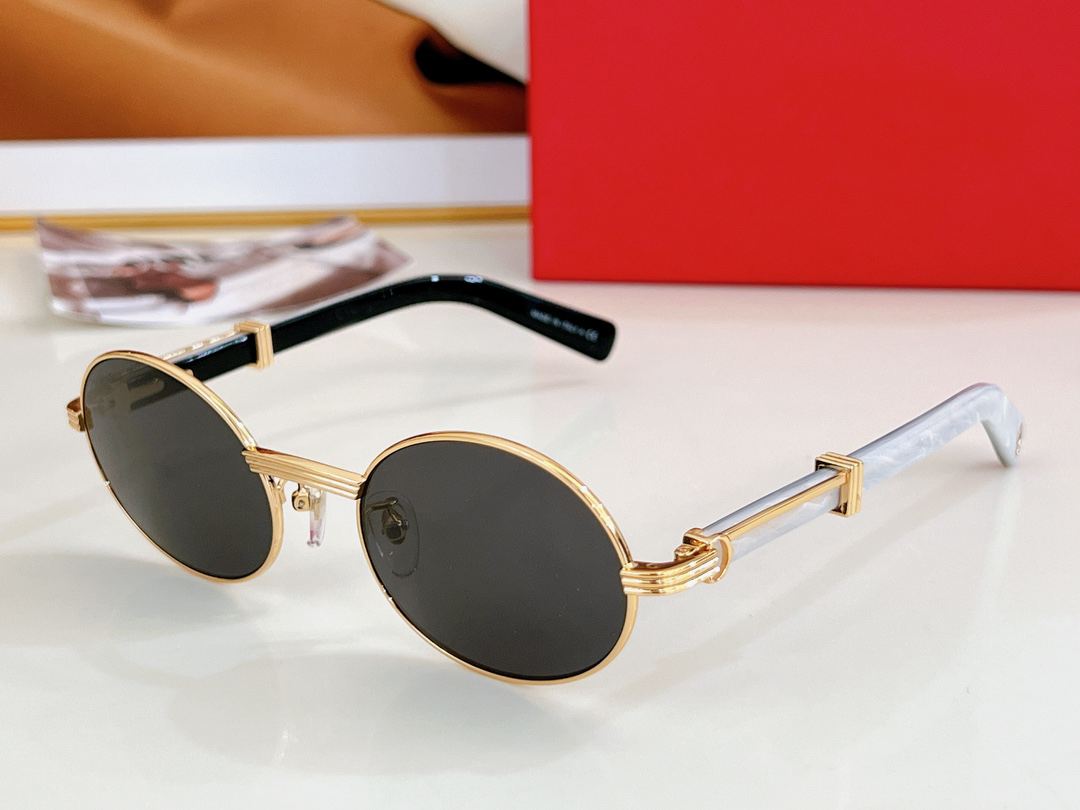 Retro Oval Sunglasses Wood Gold/Grey Men Women Summer Sunglasses Shades Glasses UV400 Eyewear with Case-image-991607169