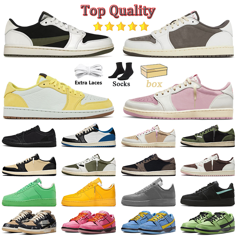 With Box Top Quality Designer AAAAA Reverse Mocha 1 Low Casual Shoes Suede Material Genuine Leather 1s Phantom Cactus Jack Canary Pink Basketball