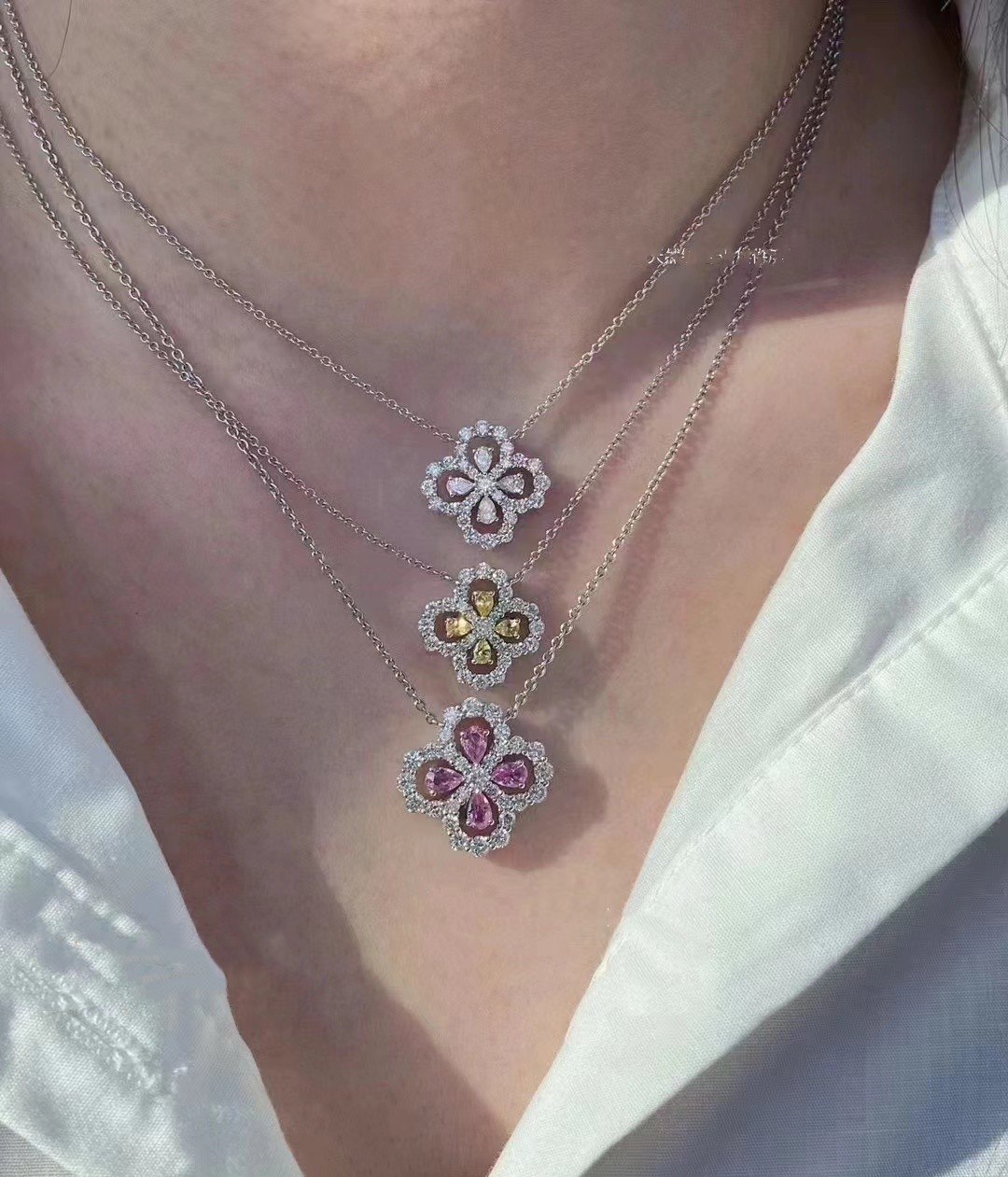 Designer HW LOOP 25Sterling Silver Diamond Pendant Collier Four Leaf Clover Collier Femmes Personnalisation de la chaîne de clarbone Minimaliste