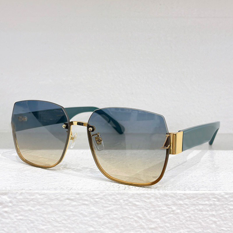 Trendy Womens half frame square casual sunglasses Z1863 frame gold metal letter logo design 100% UV resistant Womens designer casual vacation sun-image-992316058