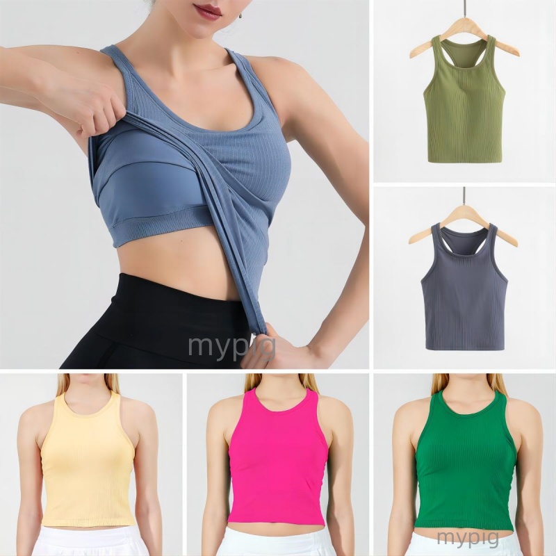 Yoga top Ebb Tank Top workout top Womens Yoga Sports Underwear vest Indoor Fitness Seamless Tank Top Anti glare Slim-image-959268108