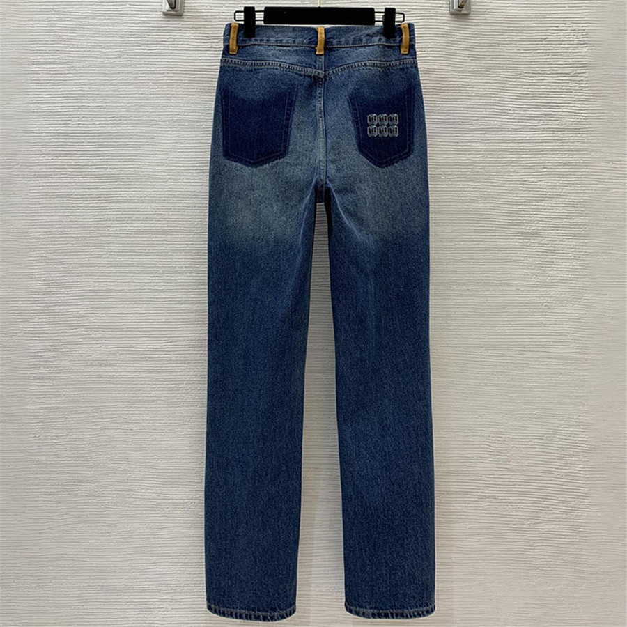 Lettres de poche arrière jeans femmes contraste couleur pantalon denim de luxe concepteur de luxe Casual Daily Jean pantalon x240914