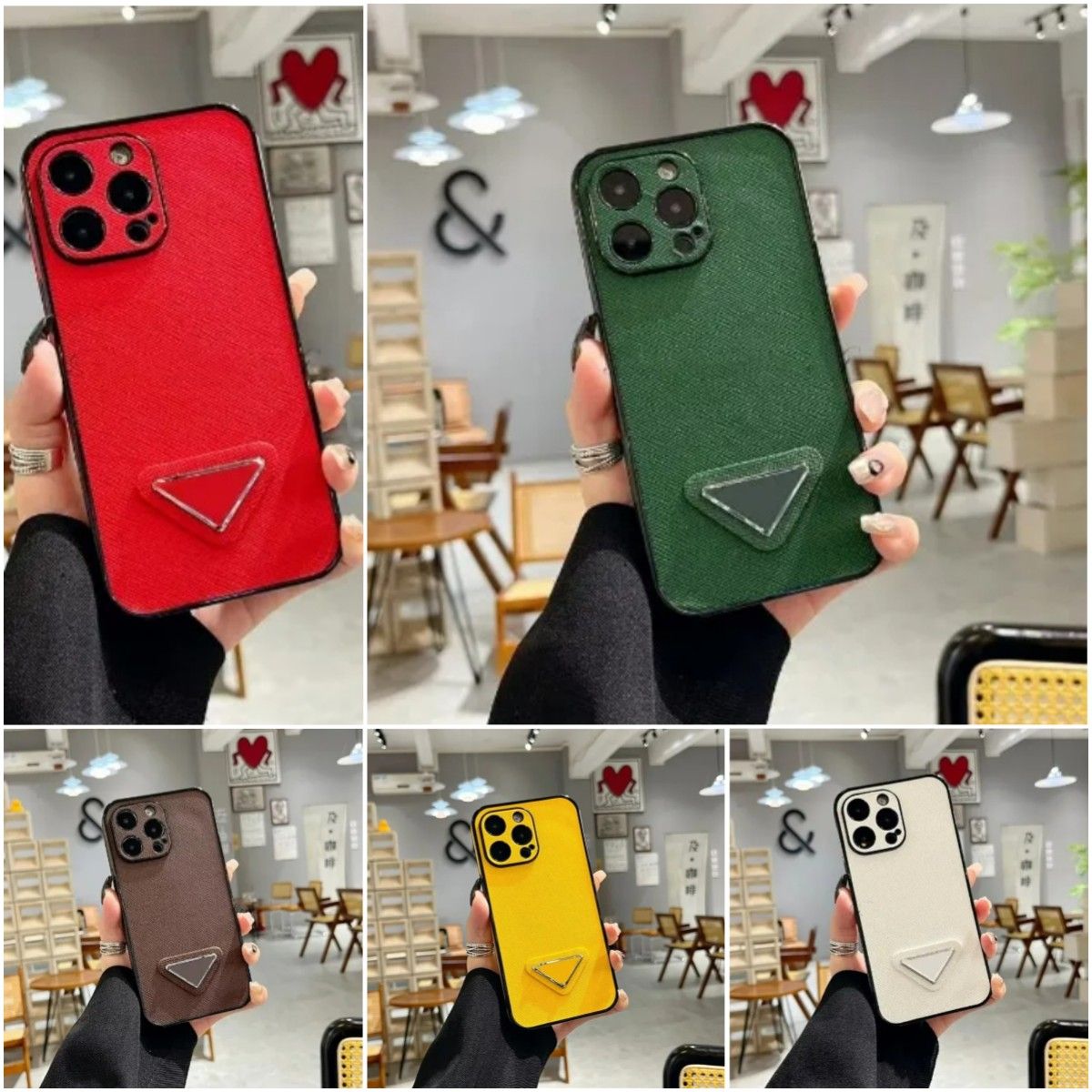 Fashion Leather Cases Classic P Pattern Wallet Case for iPhone 15 Pro Max 15Plus 14Plus 13 12 11 Luxury Designer Triangular nameplate Scratch Res-image-992532945