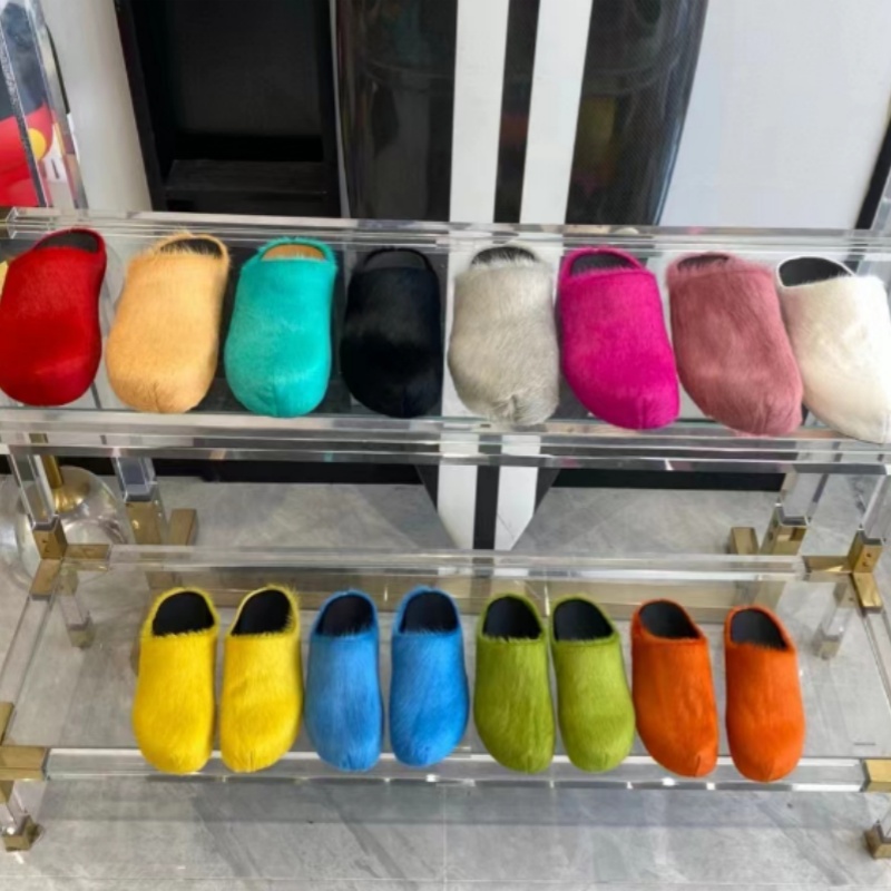 Horse Fur Slippers Women Luxury Brand Designer Shoes Round Toe Ladies Slides Horsehair Top Quality Outdoor Factory Footwear Plus Size 35-46 Men S-image-992605437