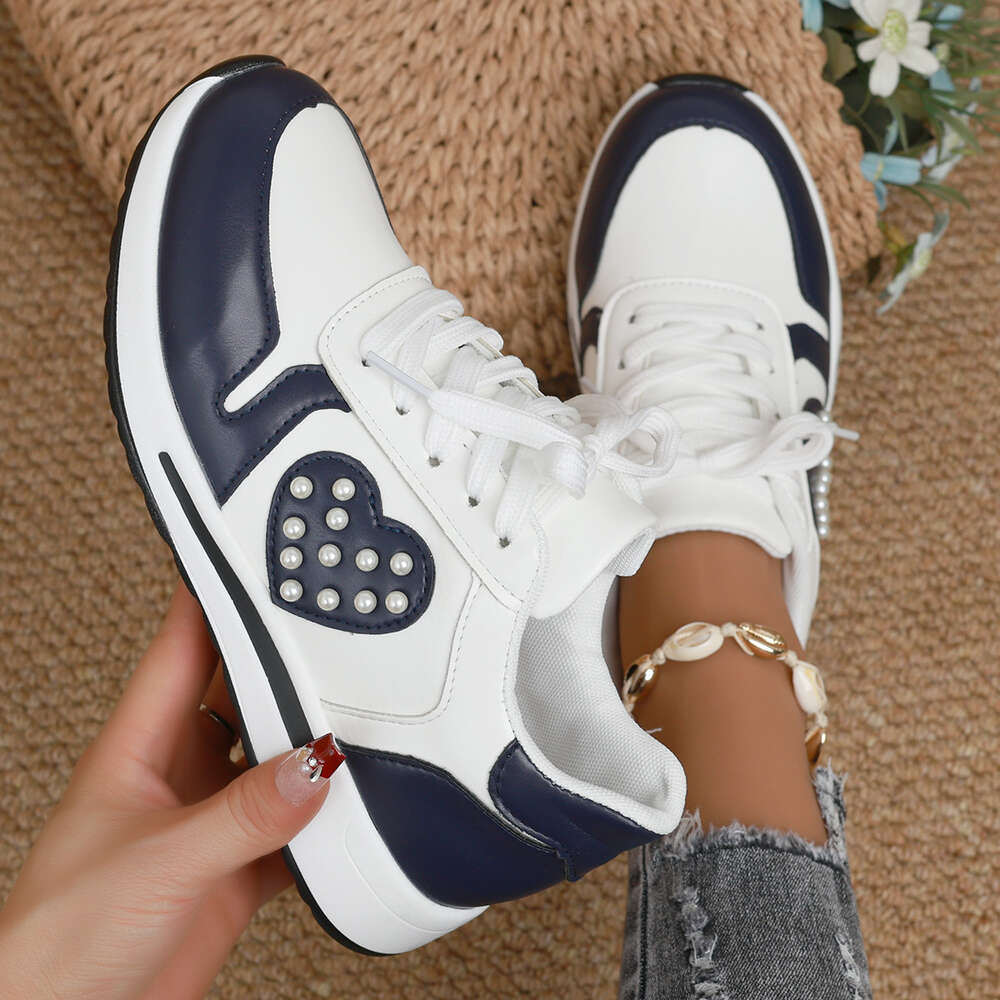 Ddmynov grande taille pour le printemps féminin 2024 Nouvelle couleur de couleur à semelle épaisse bloquant les chaussures de sport décontractées