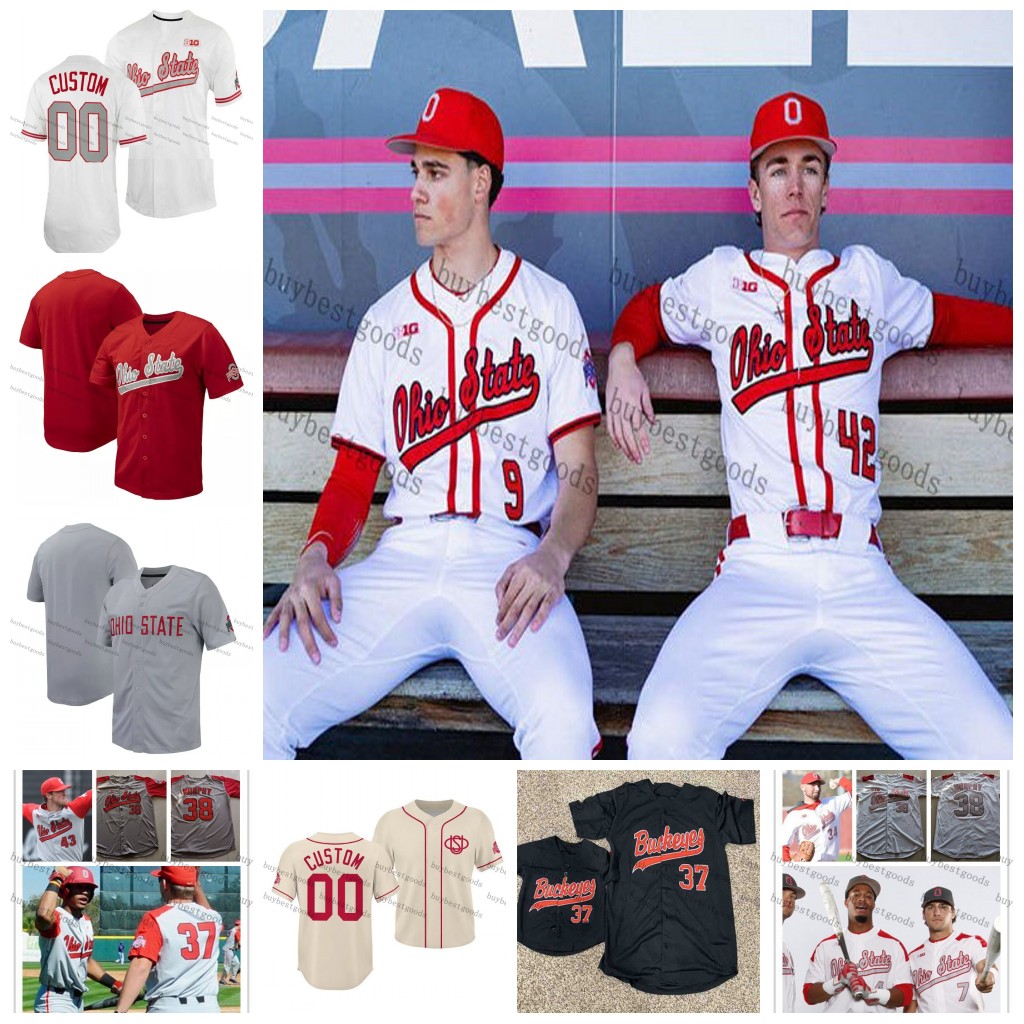 Custom Ohio State Buckeyes Baseball Jersey Seth Kinker Brady Cherry Ryan Feltner Kobie Foppe Curtiss Irving Bob Todd Jerseys