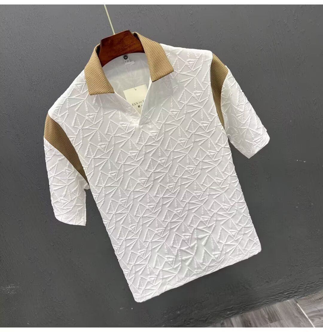 designer Men&#039;s polos men T-Shirts Short Sleeve T shirt polo shirt High Quality letter printing pattern clothes clothing tee black and white-image-992439964