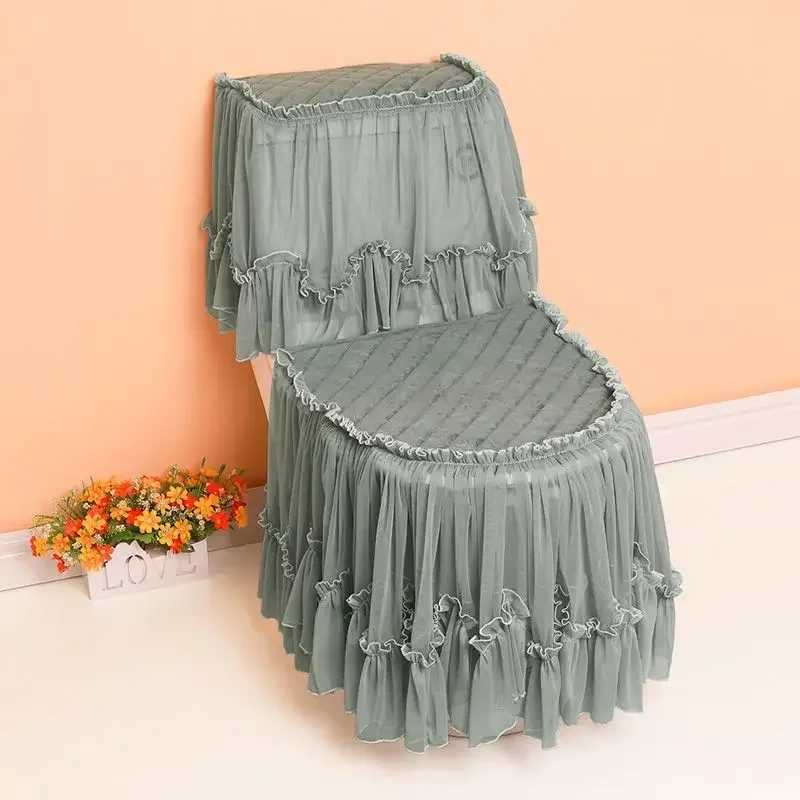 Dust Cover 3pcs Lace Sheer Hem Toilet Seat Mat European Style Short Velvet Toilet Dust Cover Printed Closestool Decorative Seat L260524-image-992953881