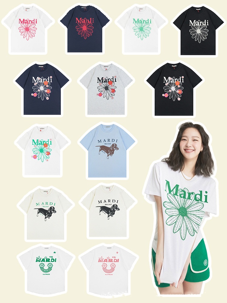 Women's T-Shirt Designer clothes women Mardi Short sleeved Summer Daisy Dachshund Dog Flower Print tops Female Star Same T-shirt Short sleev-image-993026183