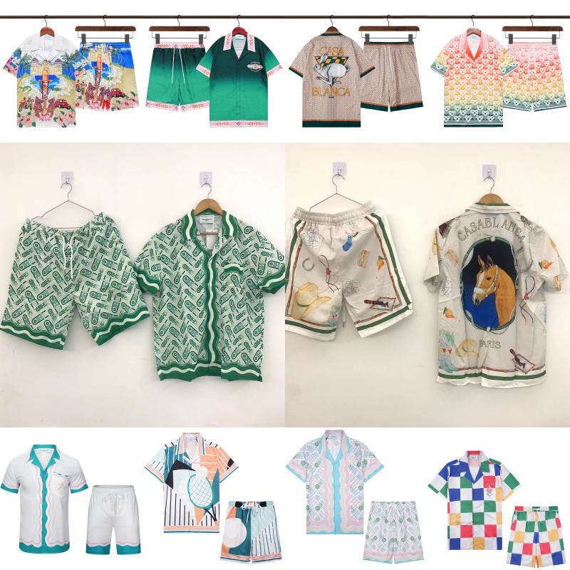 Casablancas shirts 24ss Designer shirts Masao San print mens casual shirt womens loose silk casablacnc shirts short sleeves luxury t-shirt high q-image-992985533