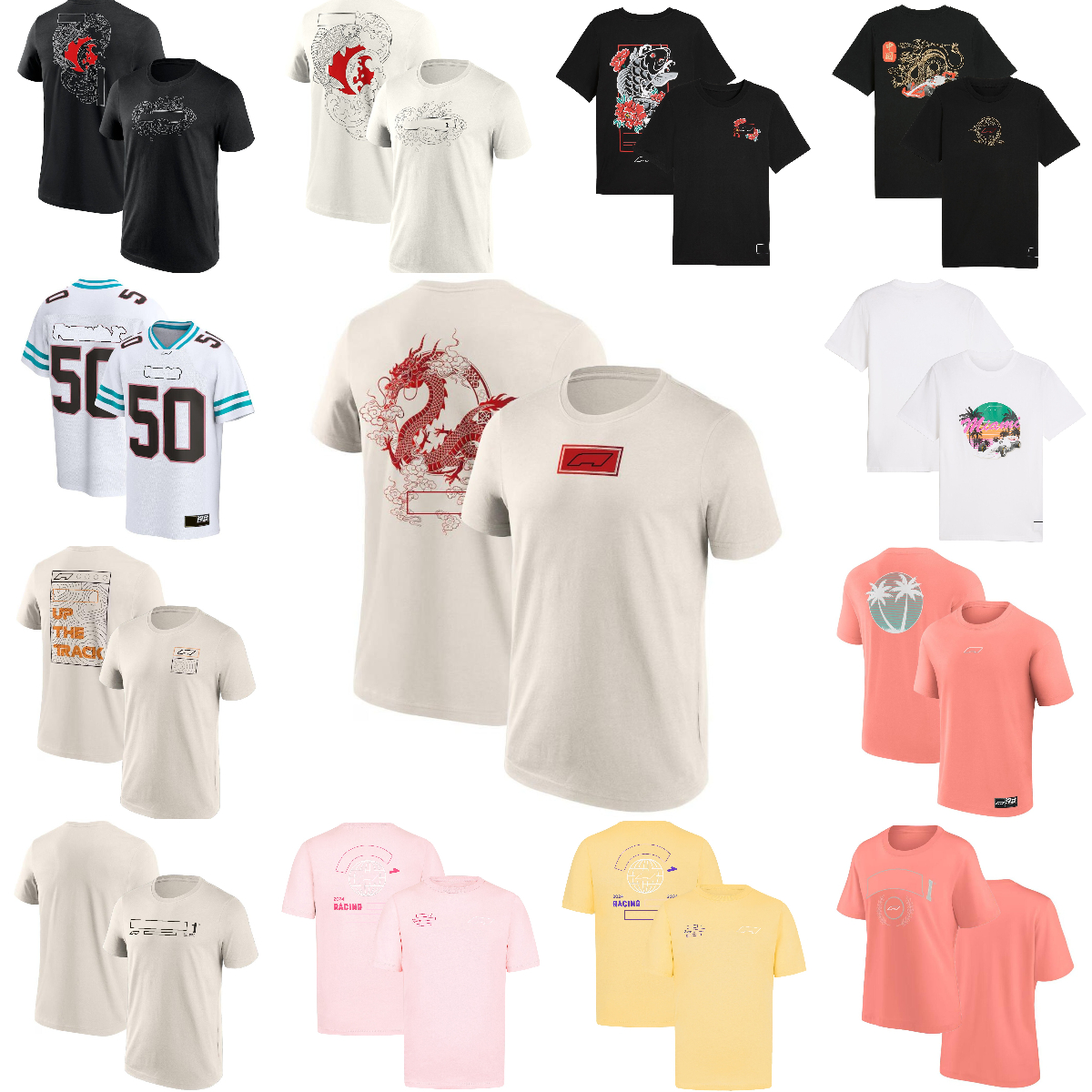 F1 Official T-shirt Formula 1 2024 China Special Dragon Print T-shirt Jersey Fans Apparel Collection Celebrating T-shirt Short Sleeves-image-993003067
