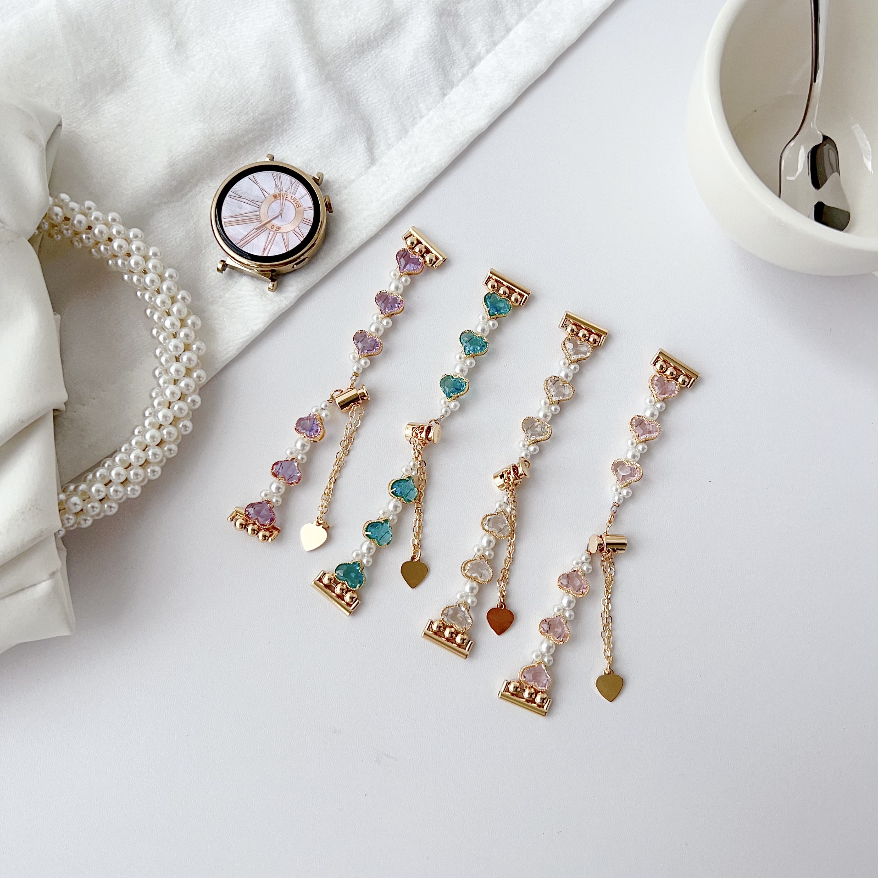 Watch Band Suitable For Miband 8 And Applewatch 38mm 40mm 41mm 42mm 44mm 45mm 49mm 18MM 20MM 22MM Crystal Heart Shape Strap Colorful Wristband-image-993027235