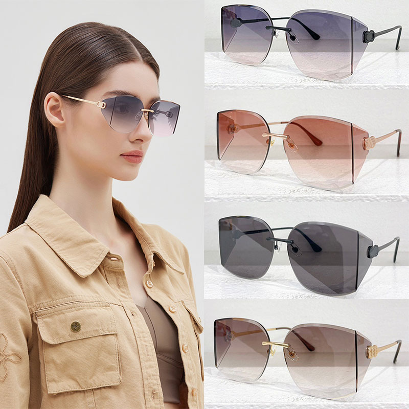 Retro square frameless sunglasses PR108 Womens classic brand sunglasses UV400 protective Womens designer mask style frameless high end quality su-image-993104652