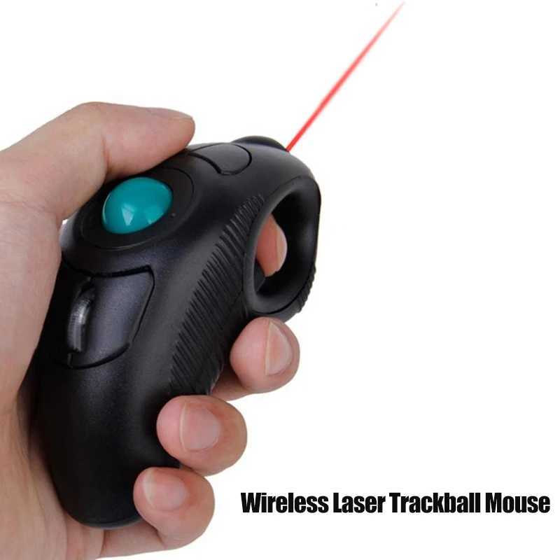 Mice Wireless Digital Trackball Mouse 2.4GHz Thumb Control Mause 10M Handheld USB Optical Trackball Mouse with Laser Pointer S2462202-image-993495946