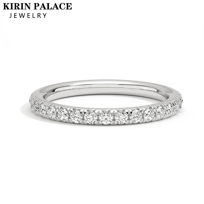 Moissanite Ring 925 Sterling Silver with White Gold Plated Full Diamond Eternity Band Engagement Wedding Rings for Women