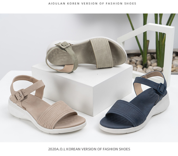 Women Casual Shoes female sneakers British Style Sloping Heel MD Soft Sole Bohemian Emed Oversized Women's Sandals Ladies