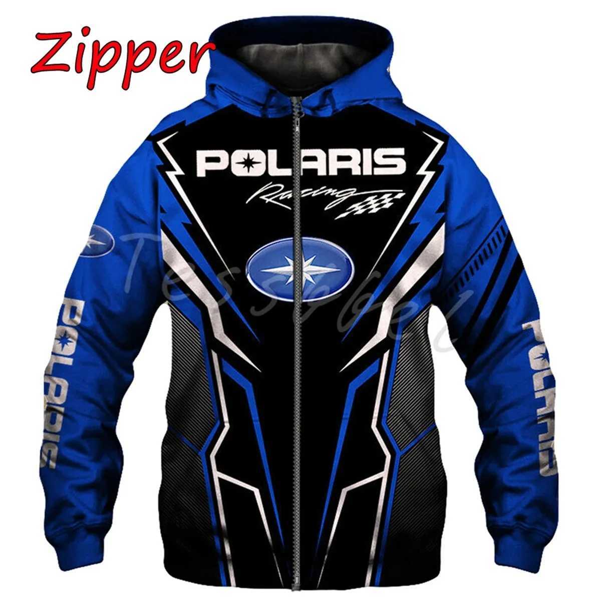 Men's Hoodies Sweatshirts 2024 Polaris Racing Rzr Snowmobile Fashion Casual Zip Hoodie Top Hot Sale Mens and Womens Spring and Autumn Hooded-image-993283530