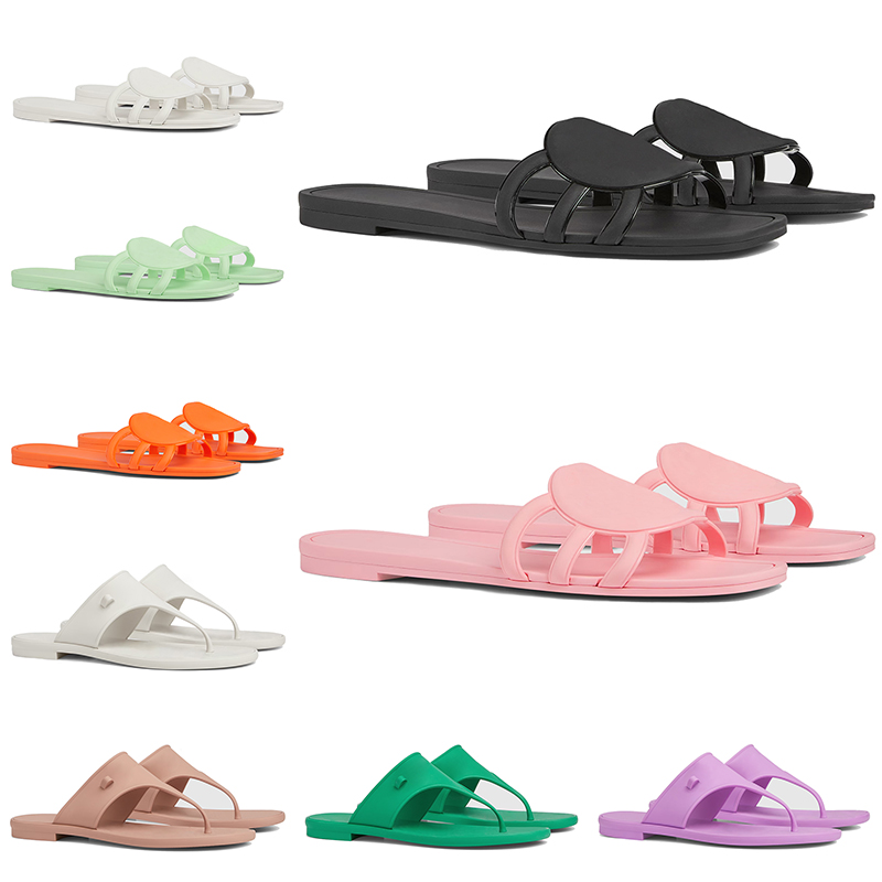 women designer sandals fashion slides flat sliders black white green orange Pale Green Pink Brown Lilac ladies flip flops summer beach slippers